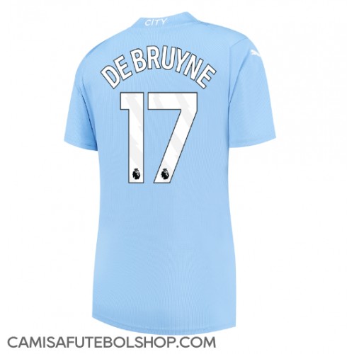 Camisa de time de futebol Manchester City Kevin De Bruyne #17 Replicas 1º Equipamento Feminina 2023-24 Manga Curta
